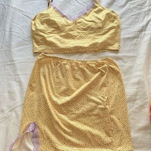 Yellow polka dot two Piece Set